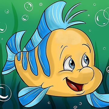 Yellow and Blue Fish Cartoon Art Print for Sale by OCD GothNerd