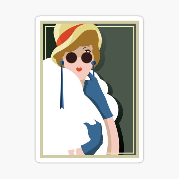 Item preview, Art Deco Geometric Lady Posing Vogue Retro designed and sold by 108dragons.