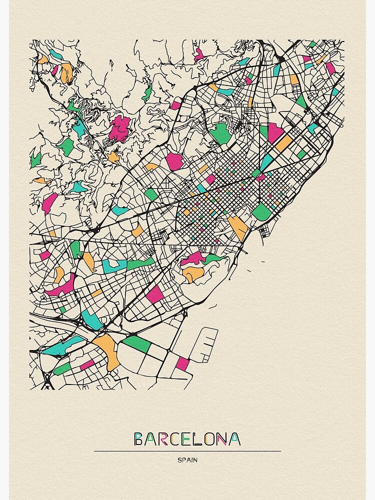 Lámina Artística Mapa De Calles De Barcelona España De Geekmywall Redbubble 6881