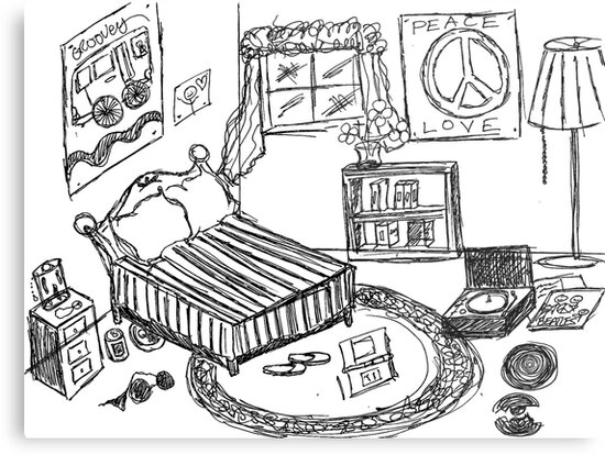 A Teenage Room Drawing Day 2010 Metal Print By Nia Brown