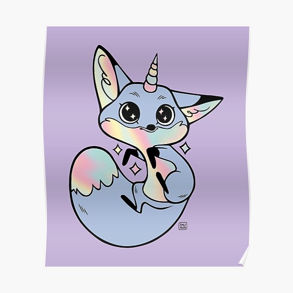 Rainbow unicorn fox Poster