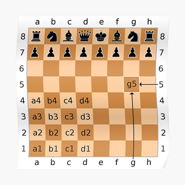 Algebraic notation (or AN) is a method for recording and describing the moves in a game of chess Poster