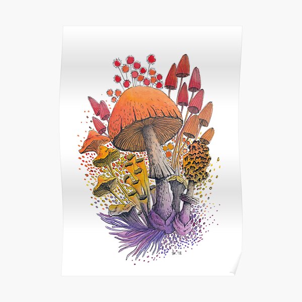 Mushroom Composition #1 | Watercolor Illustration Poster