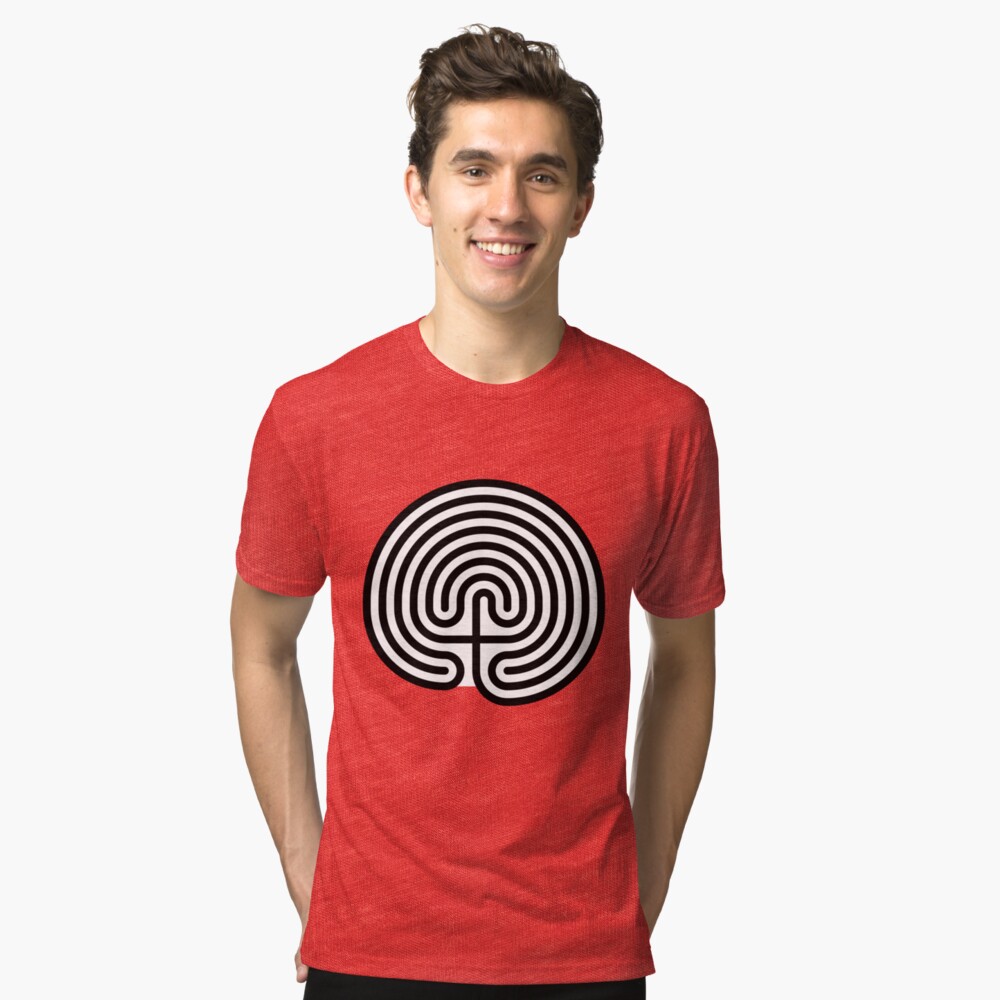 Cretan labyrinth, ra,triblend_tee,x2150,red_triblend,front-c,242,133,1000,1000-bg,f8f8f8