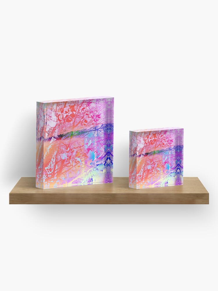 Alternate view of under the trees colorful Acrylic Block