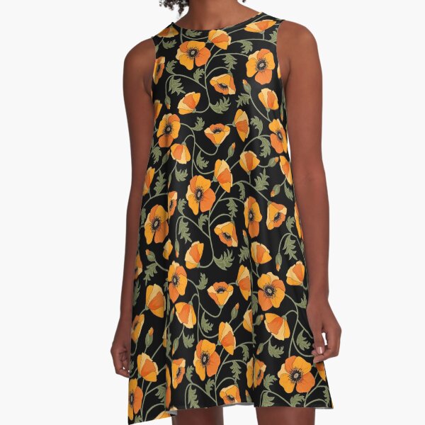 California Poppies A-Line Dress
