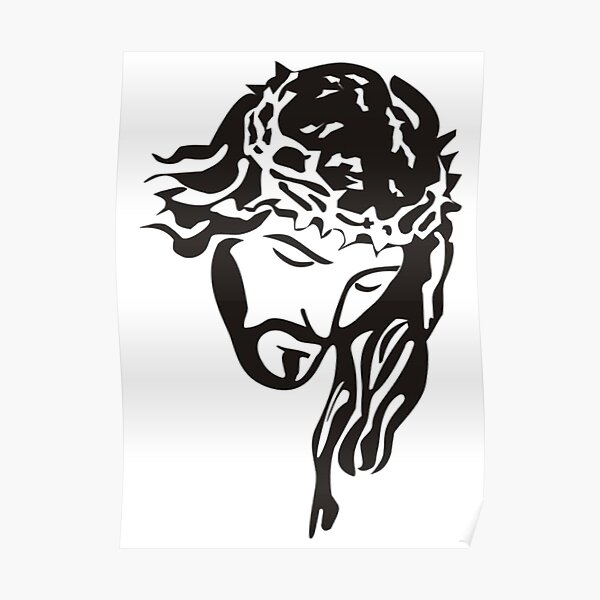 JESUS. CHRIST, OUTLINE, BLACK AND WHITE SILHOUETTE. Poster