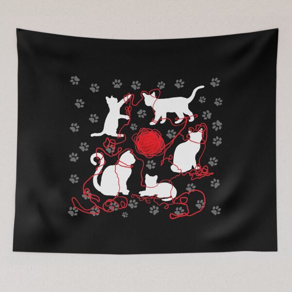 Item preview, white lovely kittens and red wool designed and sold by FVO-italydesign.