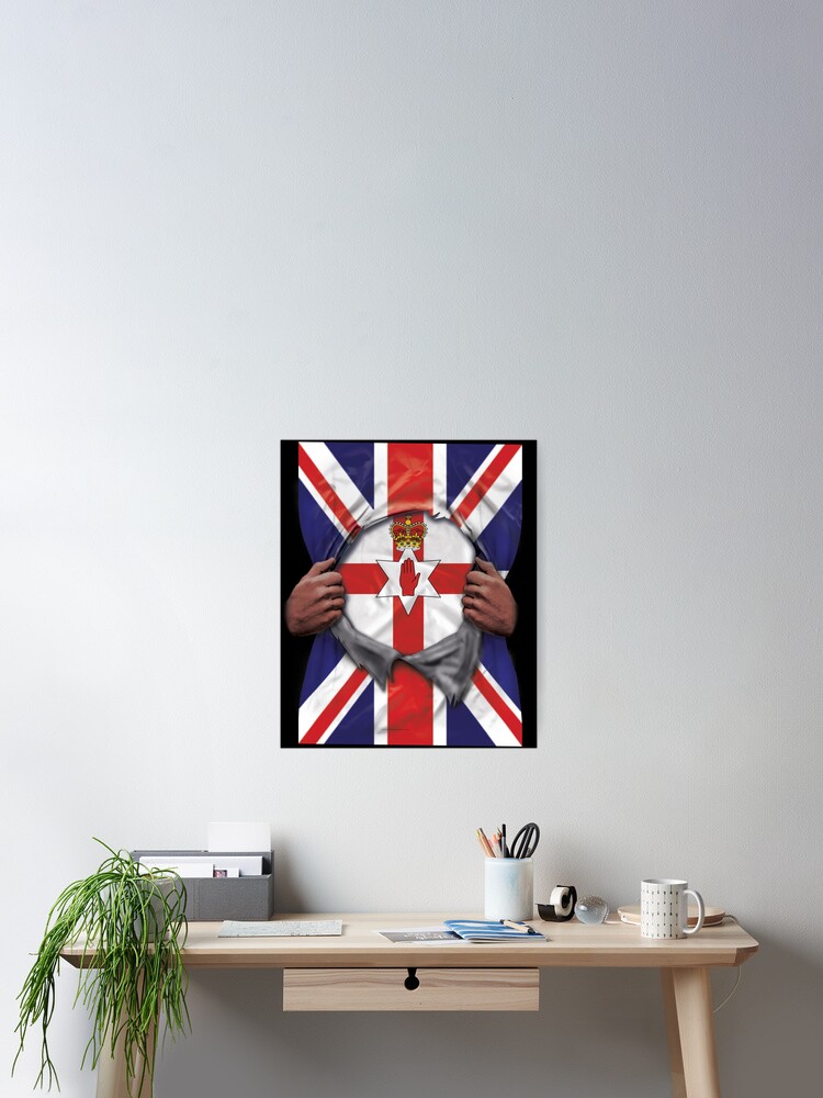 Imagen 2 de 3, Póster con la obra Northern Ireland Flag Great Britain Flag Ripped - Gift For Irish From Northern Ireland, diseñada y vendida por Popini.