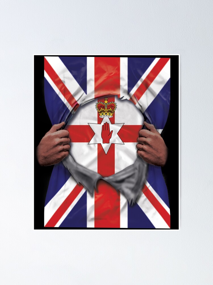 Thumbnail 1 von 3, Poster,  Northern Ireland Flag Great Britain Flag Ripped - Gift For Irish From Northern Ireland designt und verkauft von Popini.