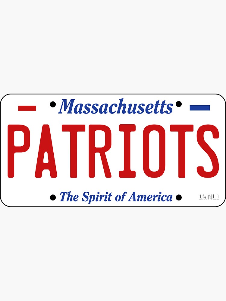"New England Patriots Massachusetts License Plate" Sticker for Sale
