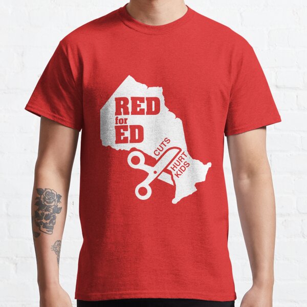 Red For Ed Ontario Cuts Hurt Kids - White Logo Classic T-Shirt