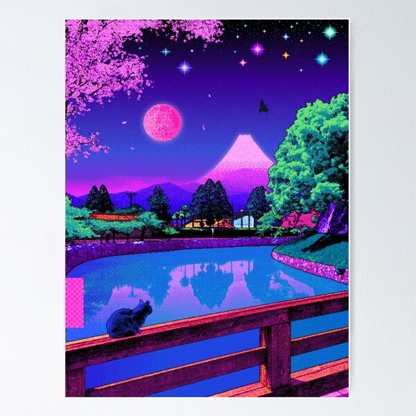 Item preview, Vaporwave T-Shirt - Aesthetic 80s Pixel Art Japan Design Kawaii Cat designed and sold by coolhiphoptees.