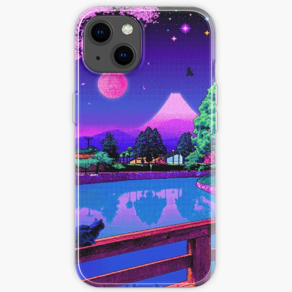 Vaporwave T-Shirt - Aesthetic 80s Pixel Art Japan Design Kawaii Cat iPhone Soft Case