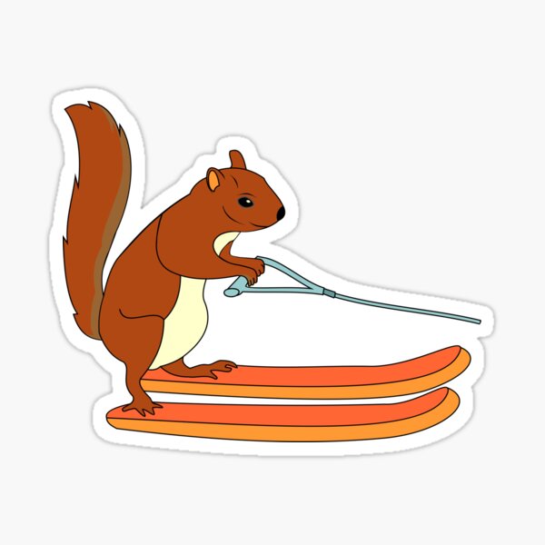 Waterskiing Ski Squirrel Freestyle Gift Animal Sticker