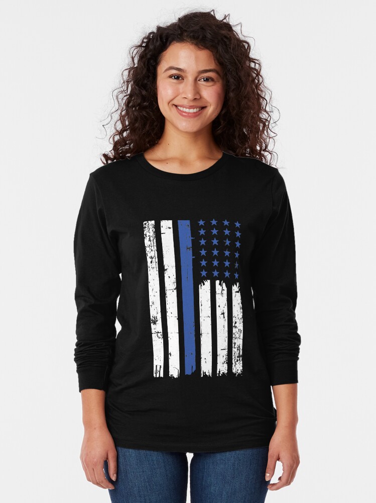 Alternate view of Thin blue line | Police USA flag deployment Long Sleeve T-Shirt