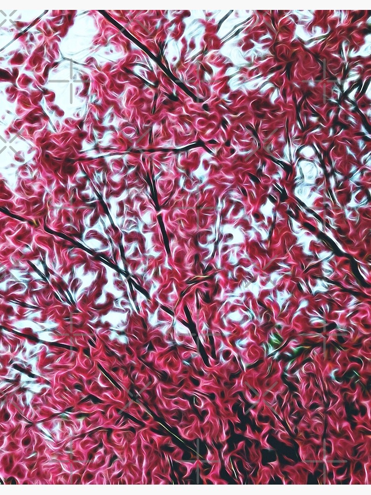Thumbnail 3 of 3, Poster, Magical Cherry Blossoms - Dark Pink Floral Abstract Art - Springtime designed and sold by OneDayArt.