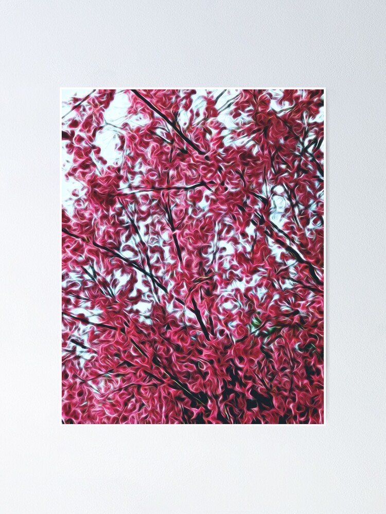 Thumbnail 1 of 3, Poster, Magical Cherry Blossoms - Dark Pink Floral Abstract Art - Springtime designed and sold by OneDayArt.