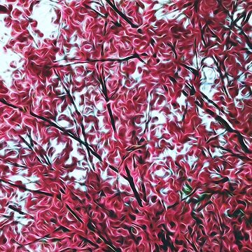 Artwork thumbnail, Magical Cherry Blossoms - Dark Pink Floral Abstract Art - Springtime by OneDayArt