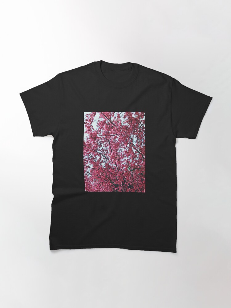 Thumbnail 3 of 7, Classic T-Shirt, Magical Cherry Blossoms - Dark Pink Floral Abstract Art - Springtime designed and sold by OneDayArt.