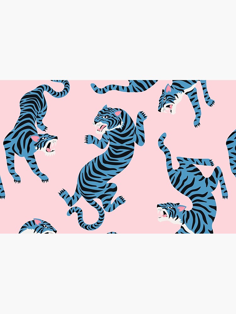 Discover Pattern of aggressive blue tigers illustrations Laptop Sleeve
