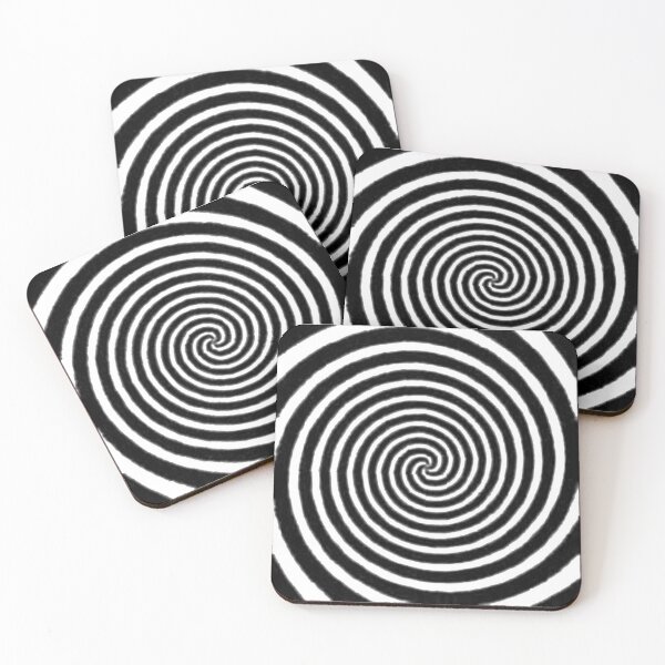 #Spiral #Target #Pattern #Hypnosis illusion vortex  striped circle  Coasters (Set of 4)