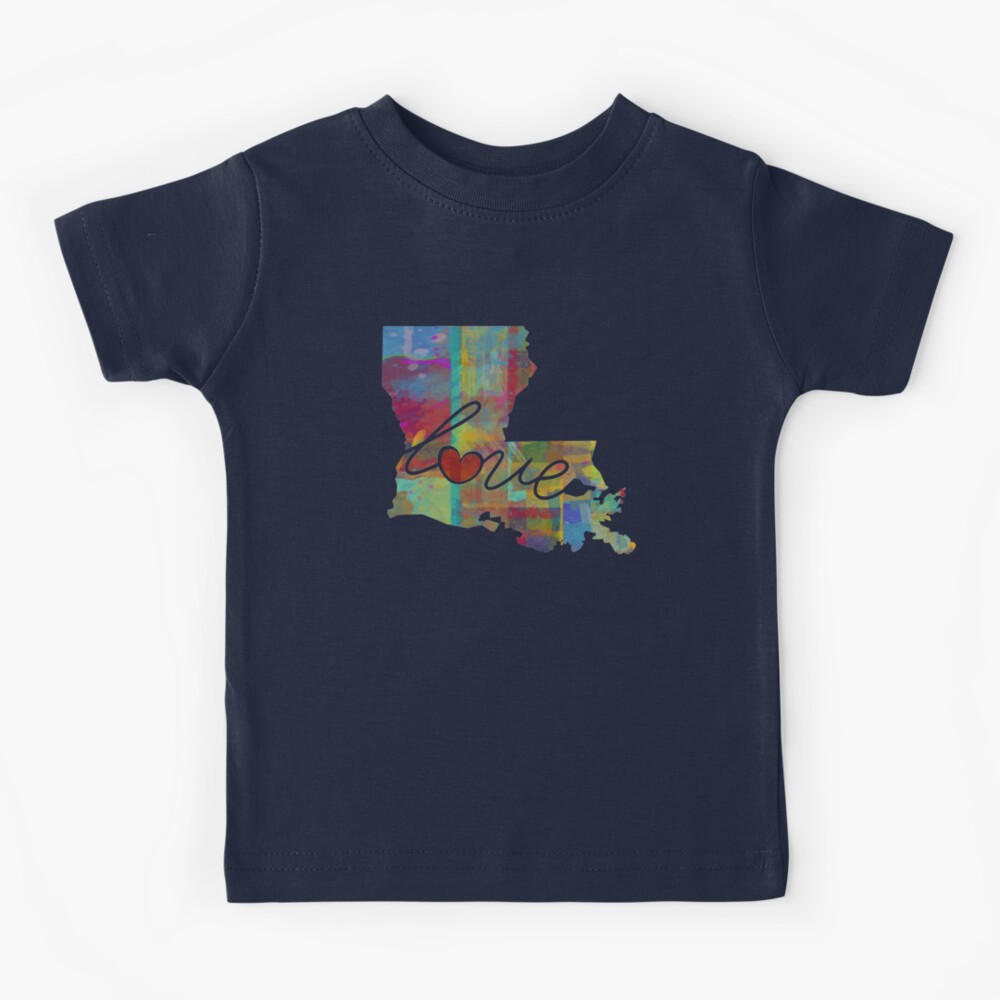 Louisiana Love - A Colorful Watercolor State Map Silhouette | Kids T-Shirt