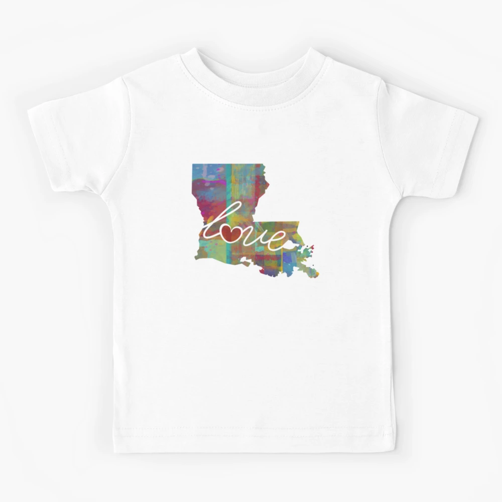 Louisiana Map with Louisiana State Flag Kids T-Shirt for Sale by Havocgirl