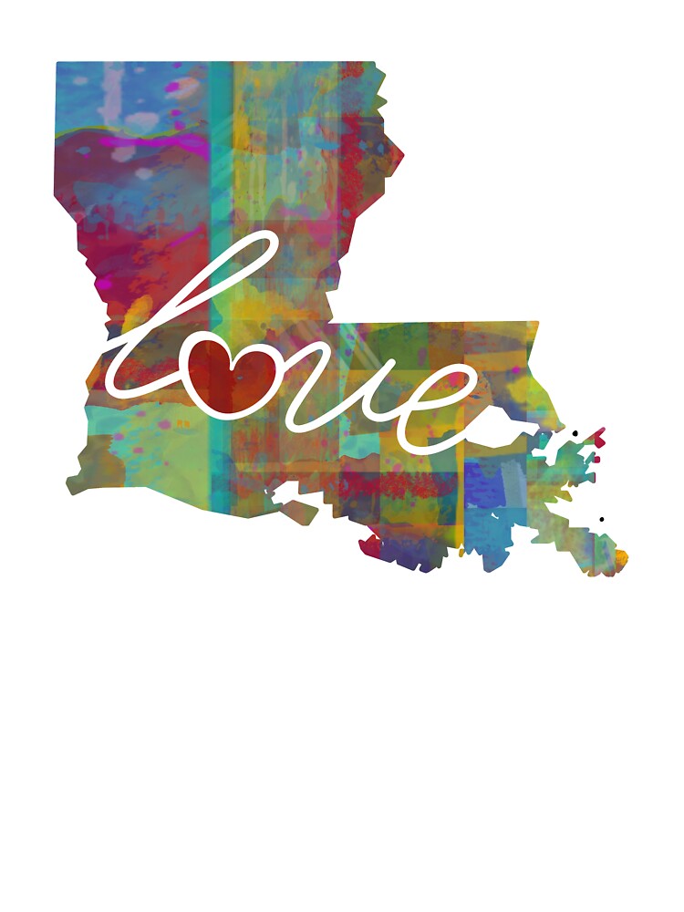 Louisiana Love - A Colorful Watercolor State Map Silhouette | Kids T-Shirt