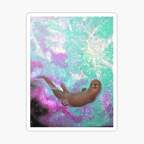 Otter Swimming in Starlight Sticker