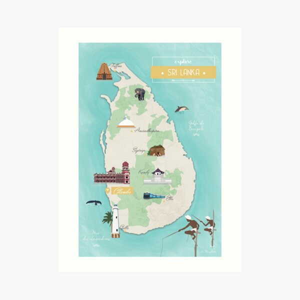 Carte Sri Lanka Impression artistique