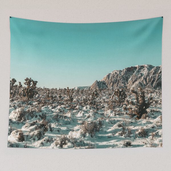 Item preview, Vintage Cactus Snowfield // Picture of Cacti Covered in Snow and the Mountain Background designed and sold by desertxpalm.