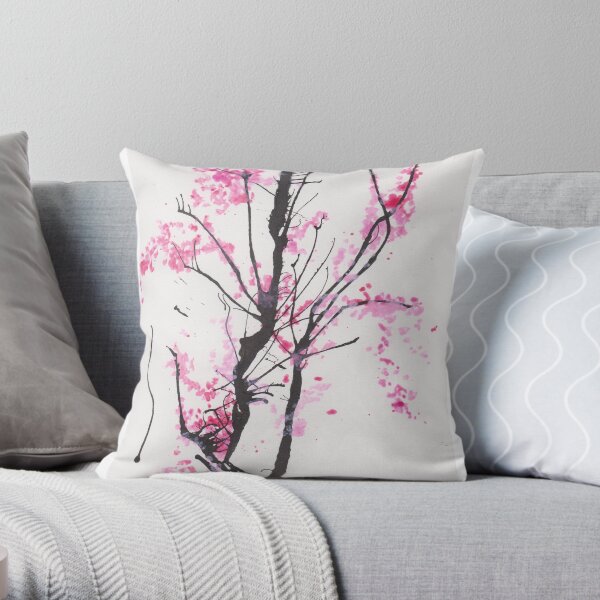 "Spring Half-Dreamed" Cherry Tree or Crepe Myrtle Tree Throw Pillow