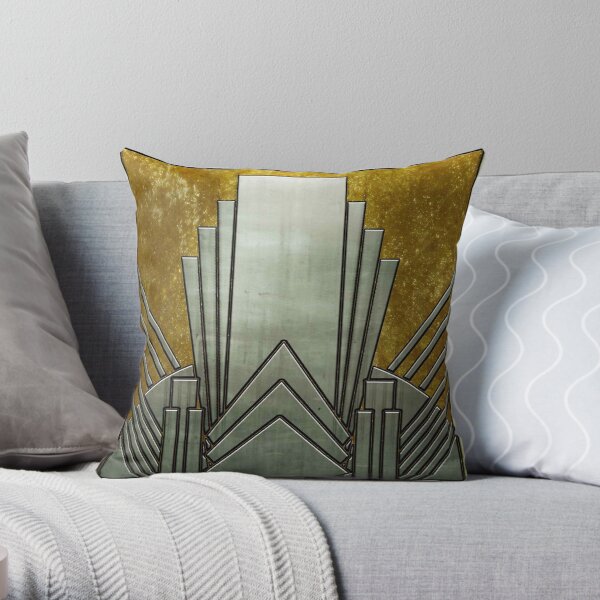 Art deco,gold,black,geometric,metallic,digital photo,original,pattern,vintage,1920 era Throw Pillow