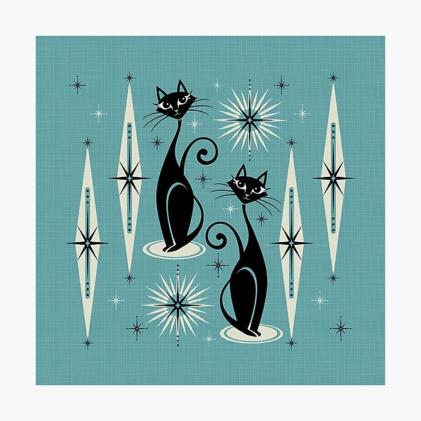 Item preview, Mid Century Meow on Blue - Large Scale designed and sold by studioxtine.