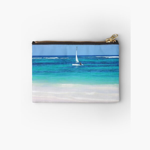 Item preview, Yacht at tropical sandy beach in Anse Georgette, Praslin island, Seychelles  designed and sold by Bruno Beach.