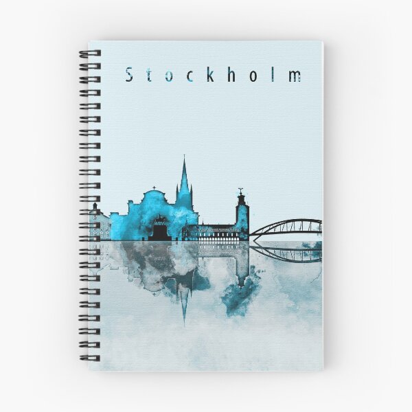 Artikelvorschau, Einfarbige blaue Skyline von Stockholm entworfen und verkauft von DimDom.