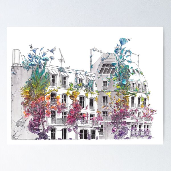 Item preview, Parisian Roofs - Rainbow City - Watercolor Painting designed and sold by Stephanie KILGAST.