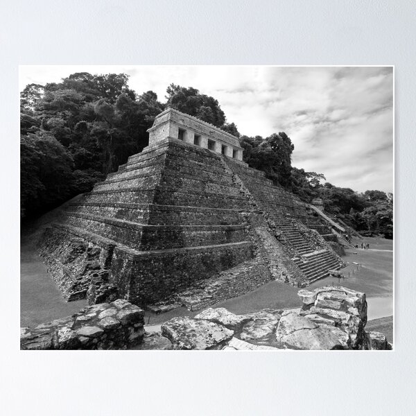 Temple of the Inscriptions - B&W Poster