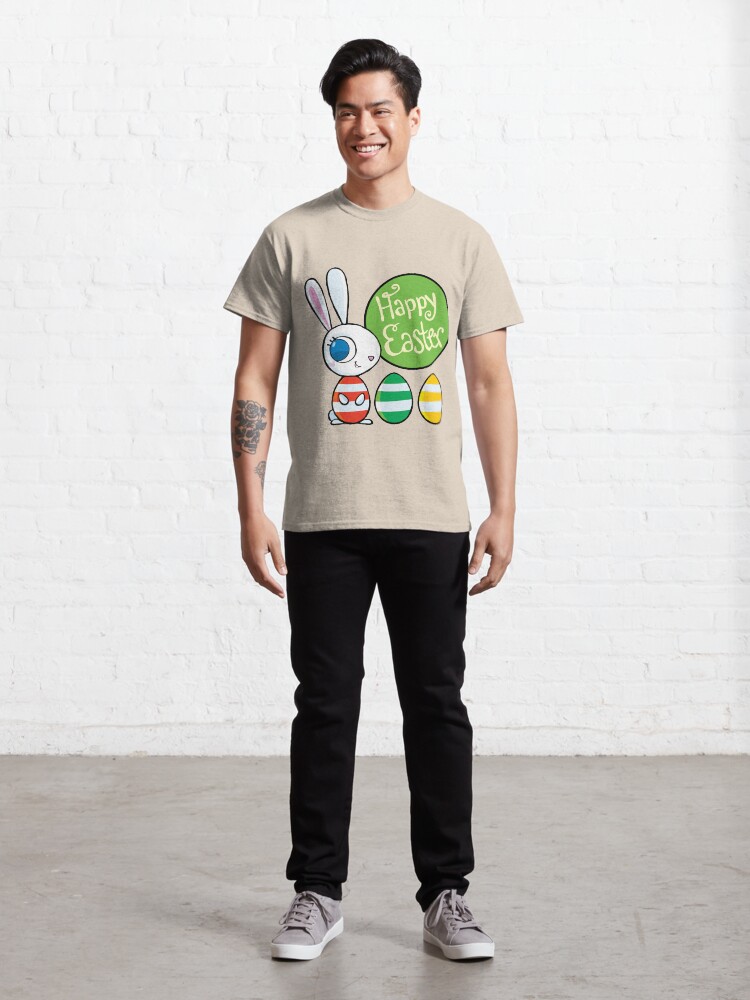 Alternate view of rabbit and Happy Easter Classic T-Shirt