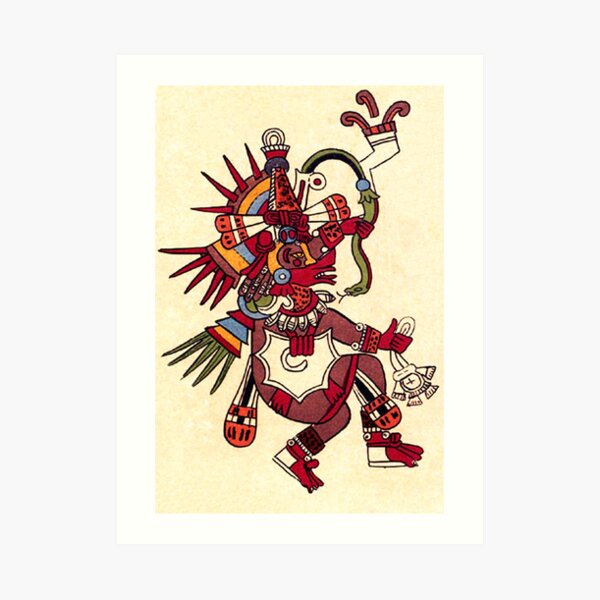 MAYA. MAYAN. Quetzalcoatl, feathered serpent, as depicted in the Codex Borbonicus. Art Print