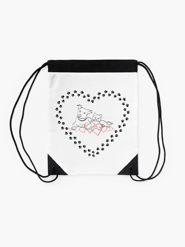 Alternate view of Cat and Dog Best Friends Drawstring Bag