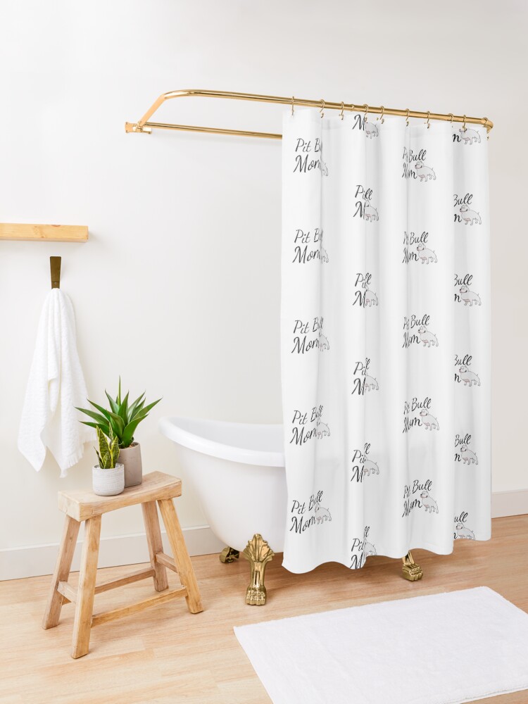 Alternate view of Pit Bull Mom Shower Curtain