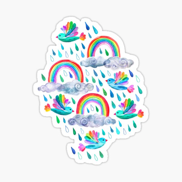 Item preview, Spring Showers and Rainbow Birds on Navy Blue designed and sold by micklyn.