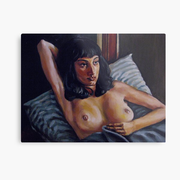 nude girl in bed Metal Print