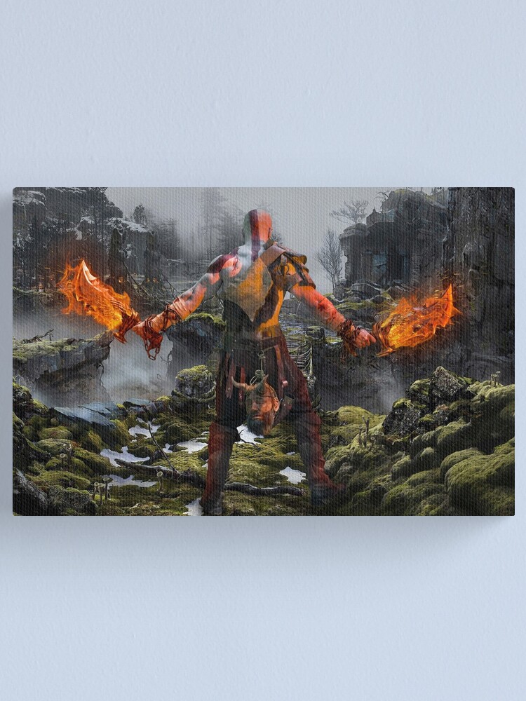 Kratos With Blades Of Chaos Canvas Print By Thousandfaces Redbubble