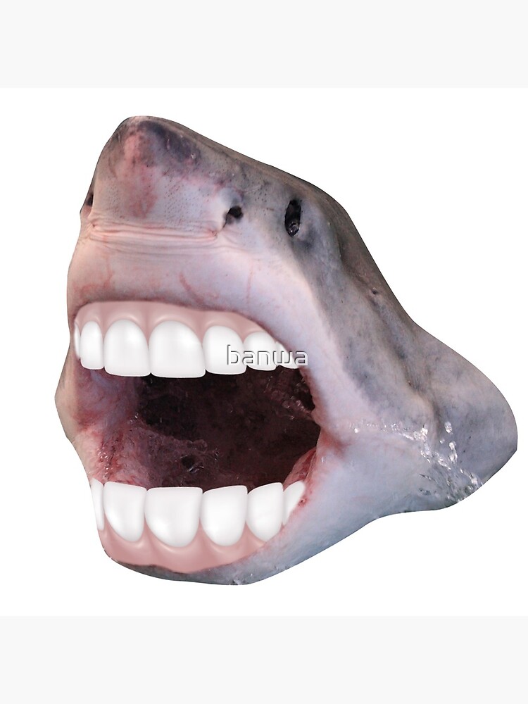 Vegan Great White Shark With Human Teeth Clock for Sale by banwa