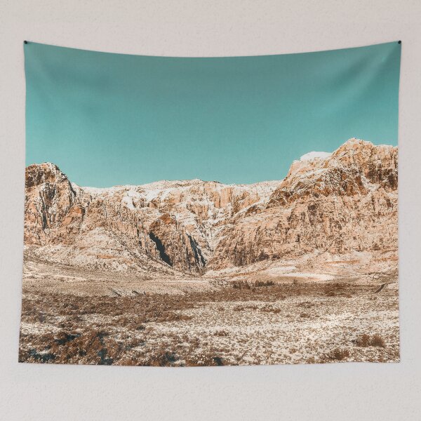 Item preview, Mojave Red Rocks // Picture of a Desert Landscape and Cactus Mountain Range with the Teal Blue Skyline designed and sold by desertxpalm.