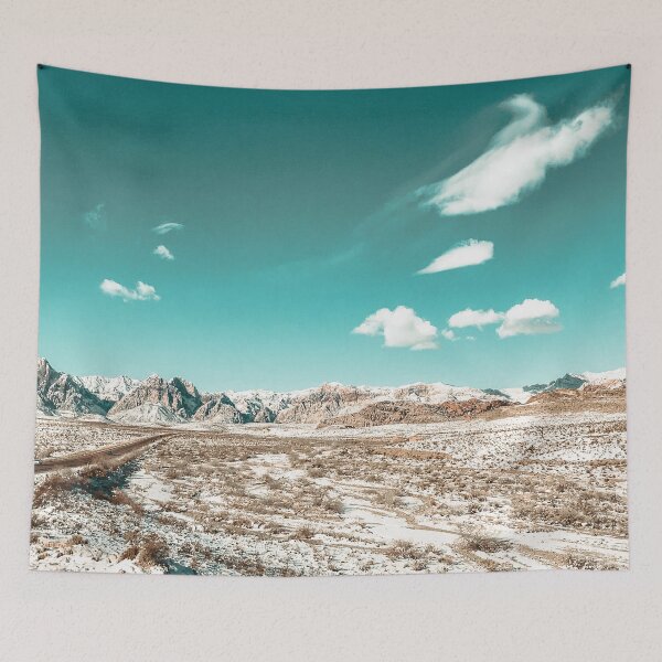 Item preview, Vintage Desert Clouds // Picture of a Teal Blue Skyline and Mountain Range in the Mojave after a Snow Storm designed and sold by desertxpalm.
