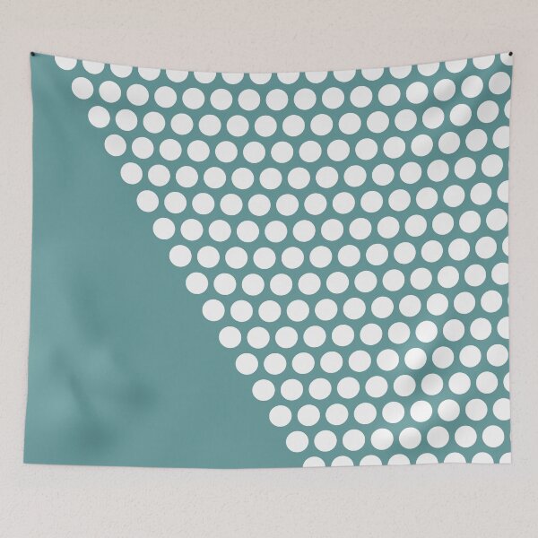 Item preview, Dot Cascade, Minimalist Geometric Dot Design in White on New Teal.  designed and sold by kierkegaard.